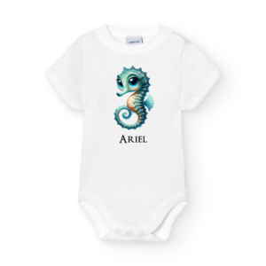 Body para bebé con nombre caballito de mar 3D
